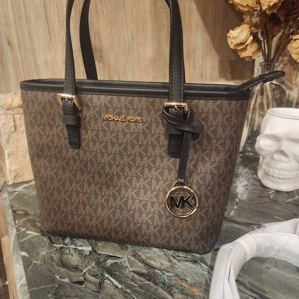 Michael Kors Brown and Black Monogram Tote